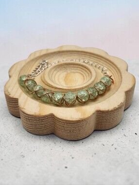 Handmade Wire-wrapped Adjustable Green Beaded Bracelet